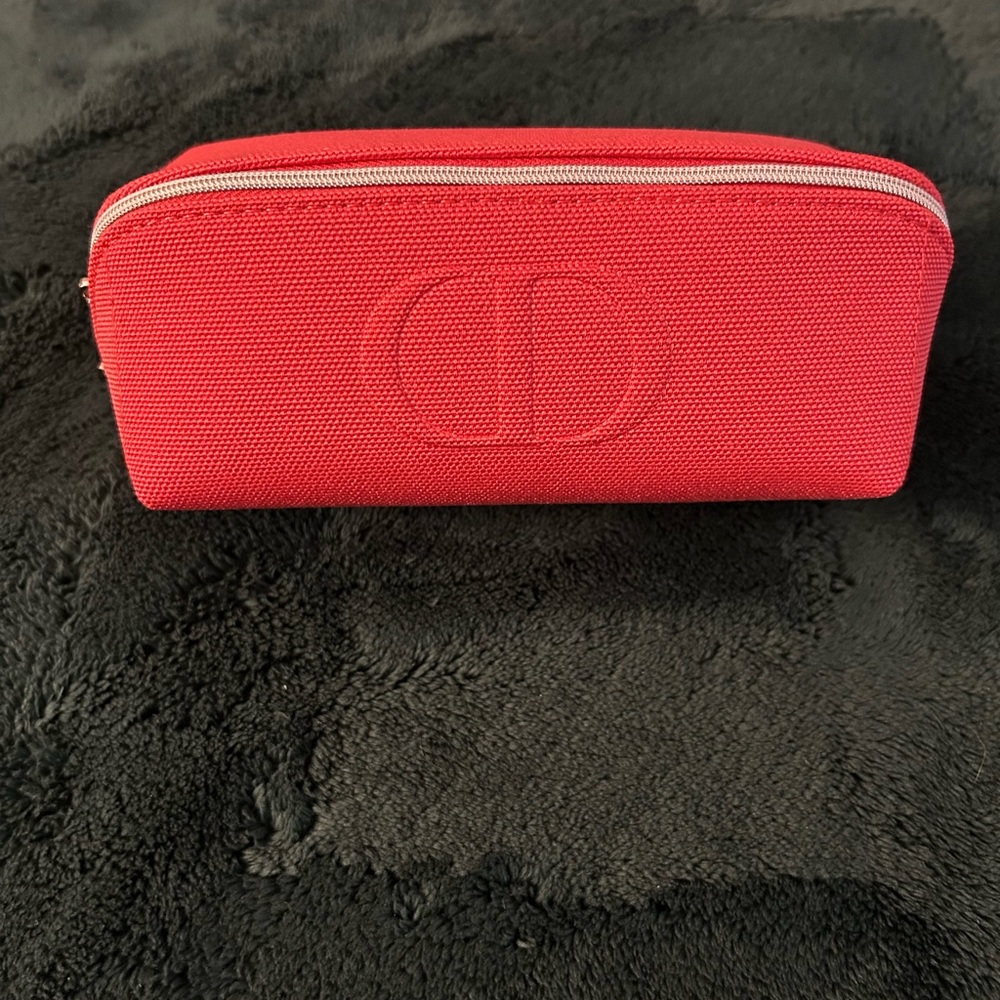 Red/Coral Christian Dior Designer Cosmetic Bag